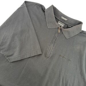 Mercedes Benz AMG Quarter Zip Polo Shirt Mens Large Black Egyptian Cotton Golf